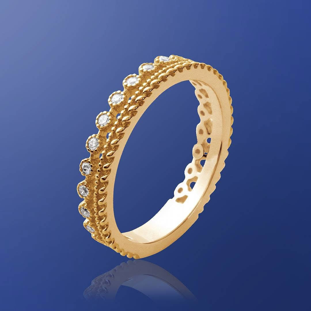 Bague style empilable 2 en 1 Plaqué Or 750 et OZ