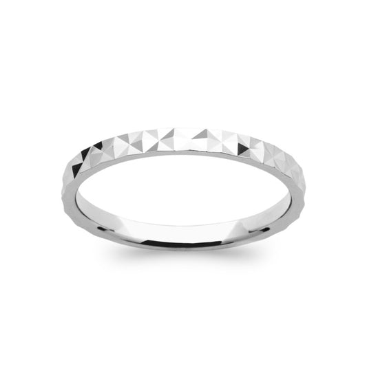Bague motif triangle en relief argent rhodié