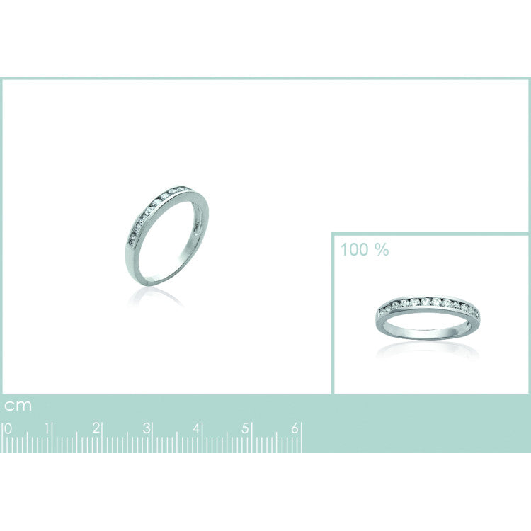 Bague demi-alliance en argent 925/000 rhodié et oxyde de zirconium