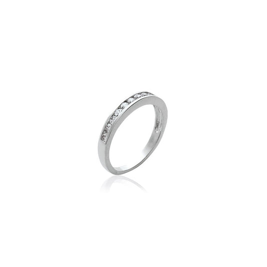 Bague demi-alliance en argent 925/000 rhodié et oxyde de zirconium