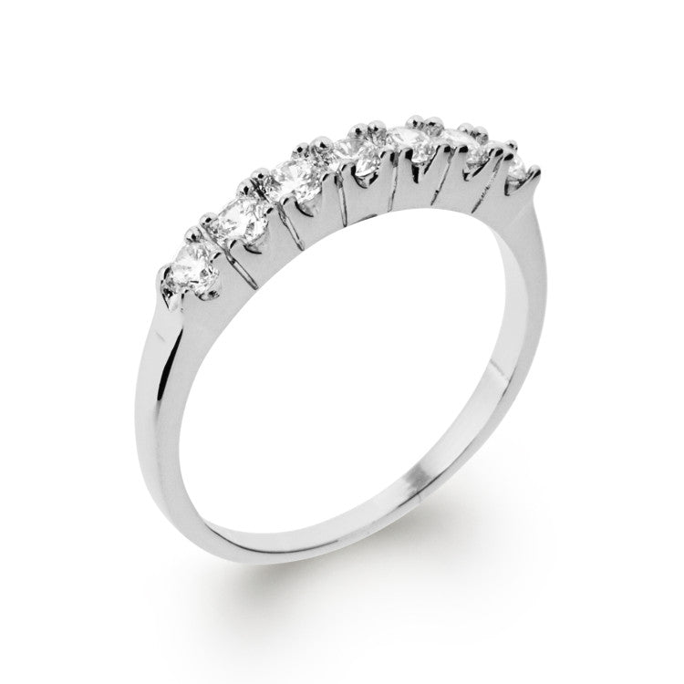 alliance femme argent sertie oxydes de zirconium une ligne