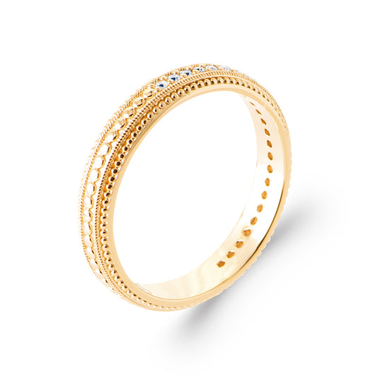 Alliance plaqué or fine avec pierres scintillantes – Bague élégante effet joaillerie