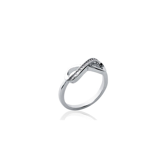 Bague infini en argent 925/000 rhodié sertie d'oxydes de zirconium blancs