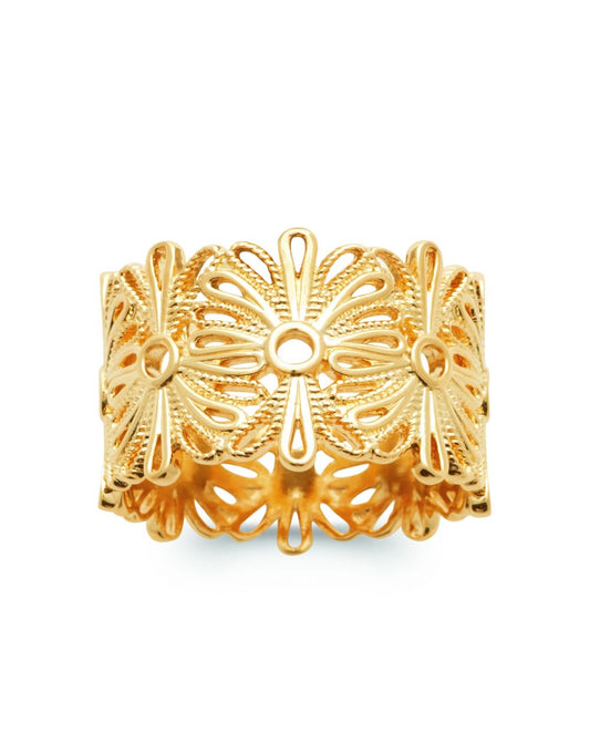 Bague motifs ajourés plaqué or