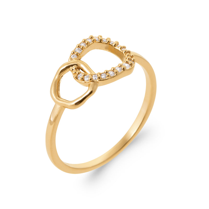 Bague double anneaux enlacés oz sertis