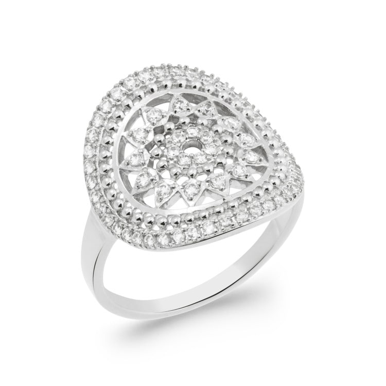 Bague soleil fleur argent 925 rhodié OZ
