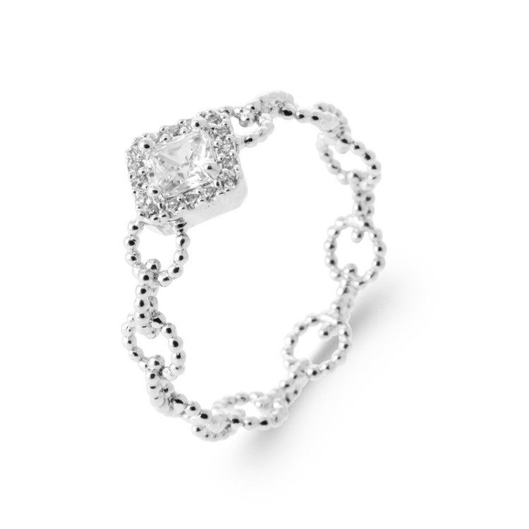 Bague chaine ronde oxyde de zirconium