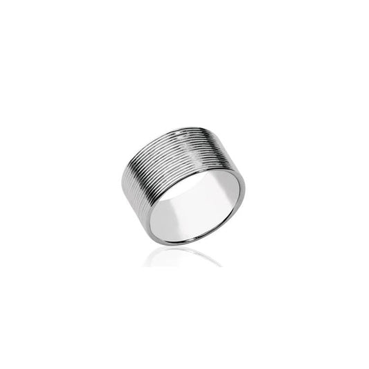 Bague large striée argent 925 rhodié