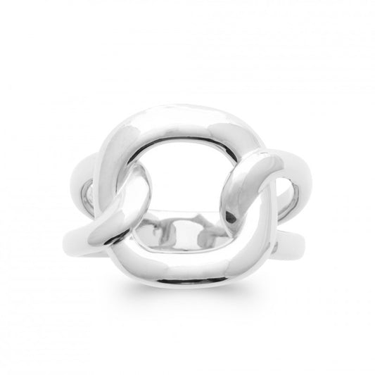 Bague gros maillon carré argent 925 rhodié