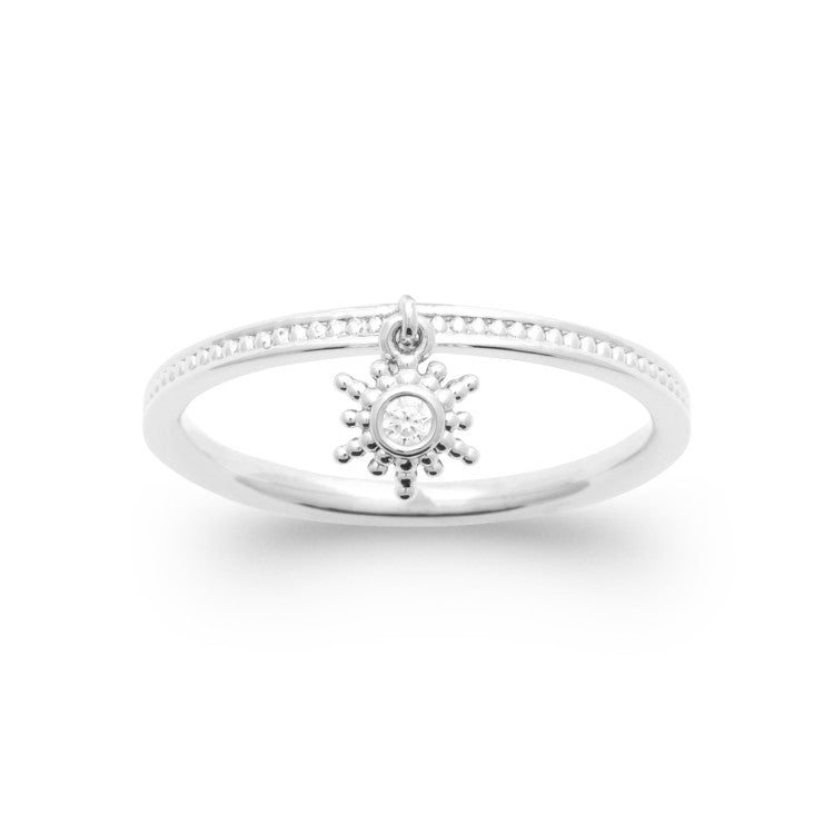 Bague fine avec pampille soleil oxyde