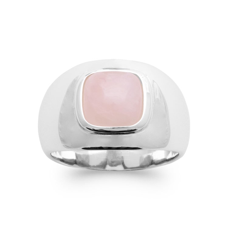 Bague quartz rose anneau large argent 925