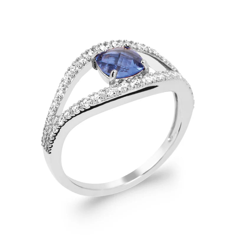 Bague argent oz bleu et blanc