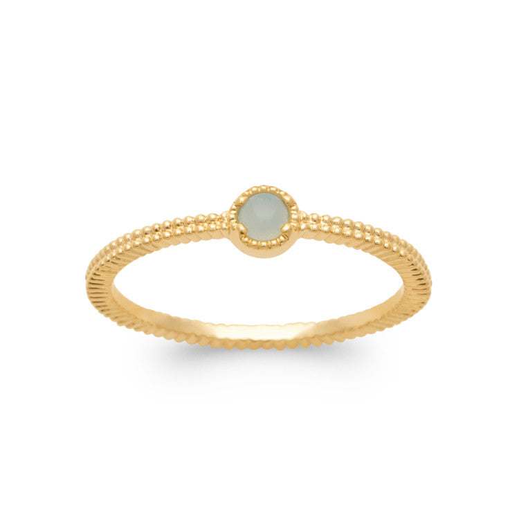 Bague plaqué or avec pierre agate bleue