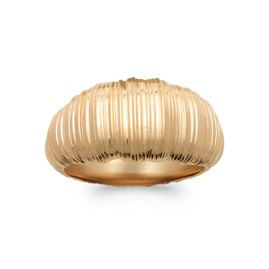 bague striée en plaqué or