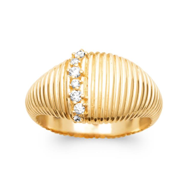 Bague striée avec zirconiums scintillants
