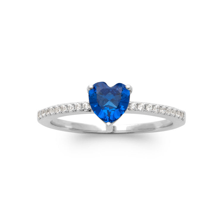Bague coeur bleu argent 925 rhodié et oxydes