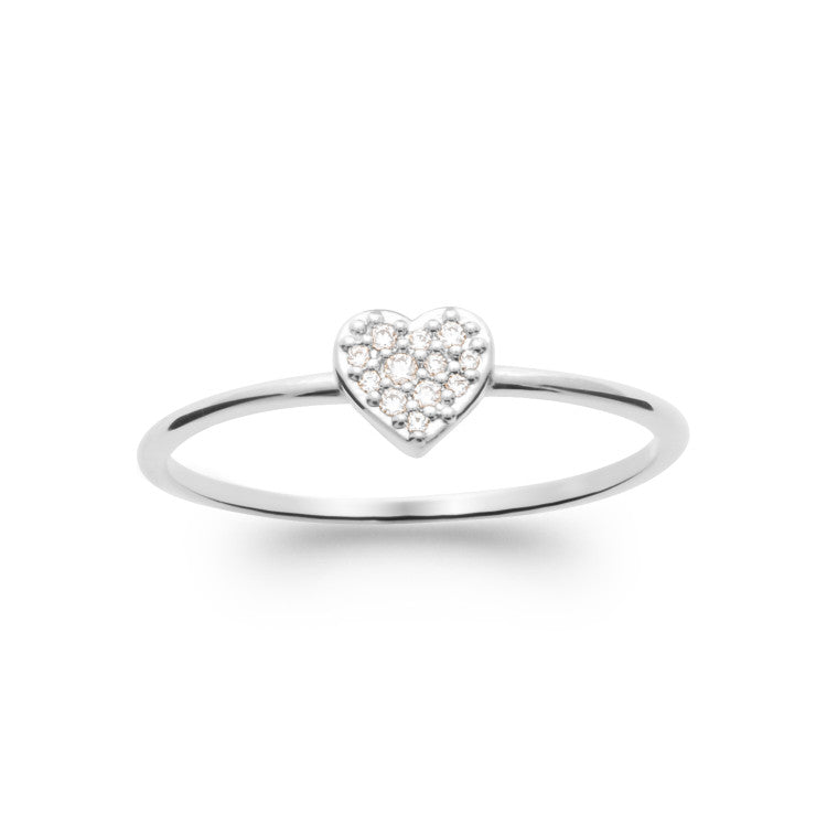 bague coeur oxyde de zirconium argent
