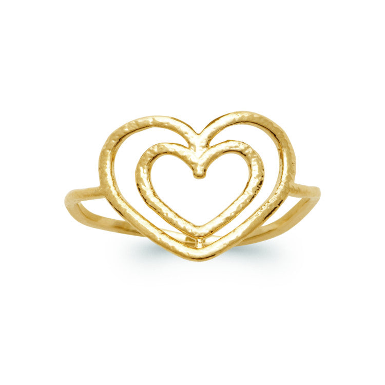 Bague double coeur en plaqué or