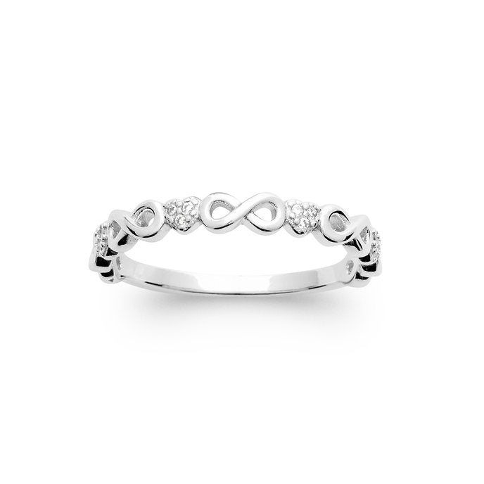 Bague petits coeurs et infinis en Argent et zirconiums