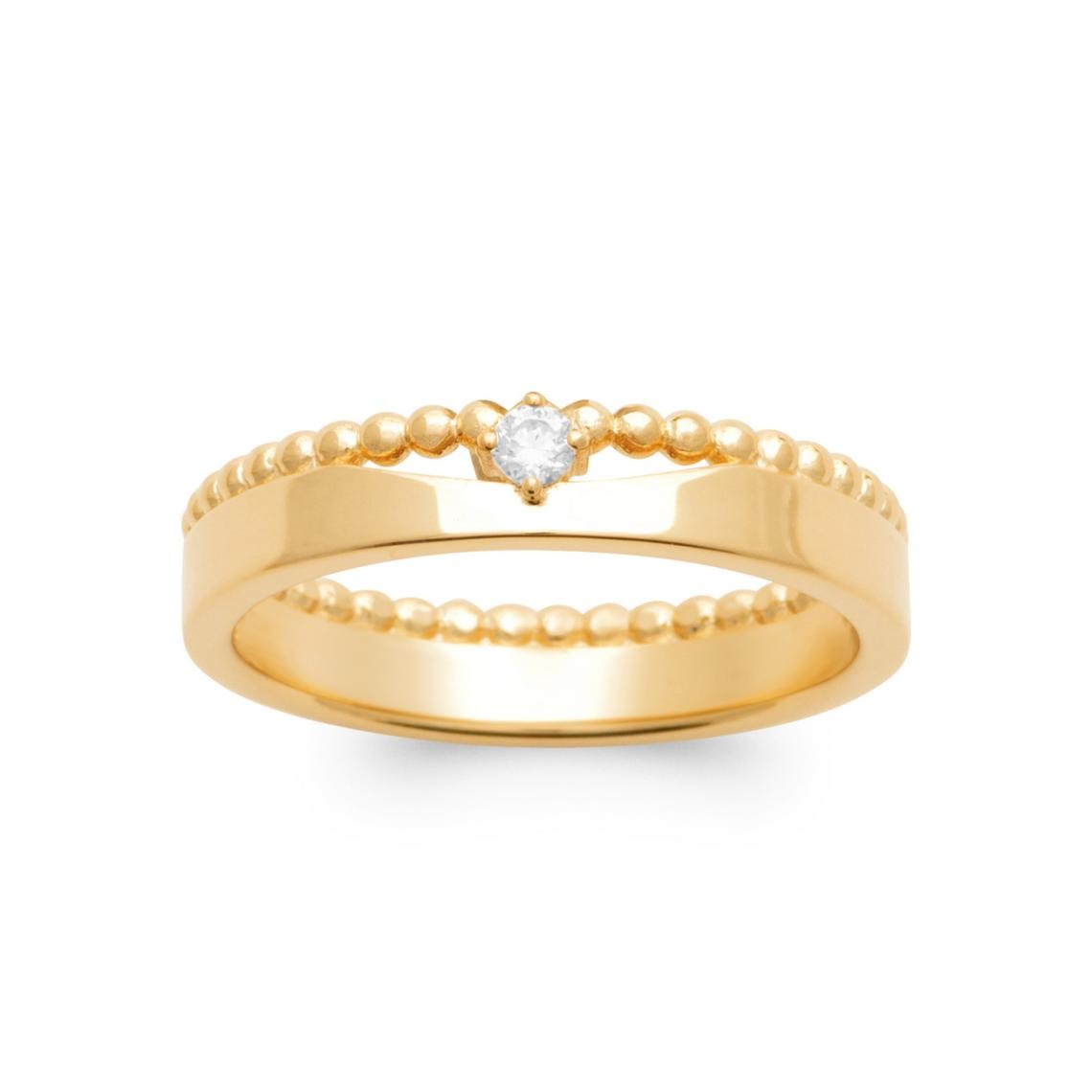Bague en plaqué or perlé avec zirconium