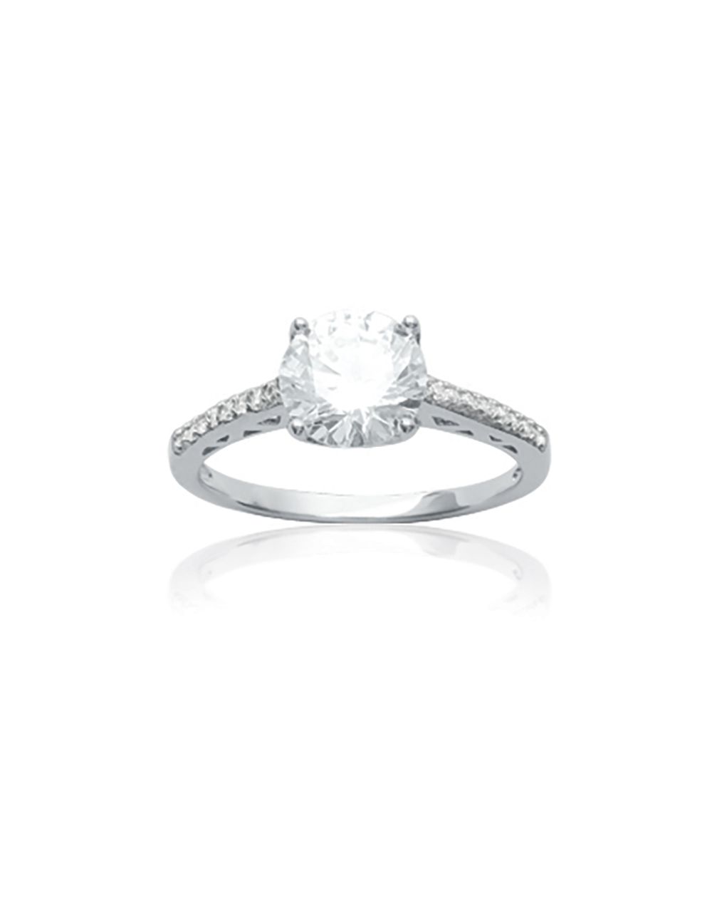 Bague solitaire 7mm en argent 925/000 rhodié et oxyde de zirconium