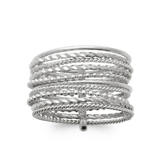 Bague semainier 10 anneaux argent 925 rhodié