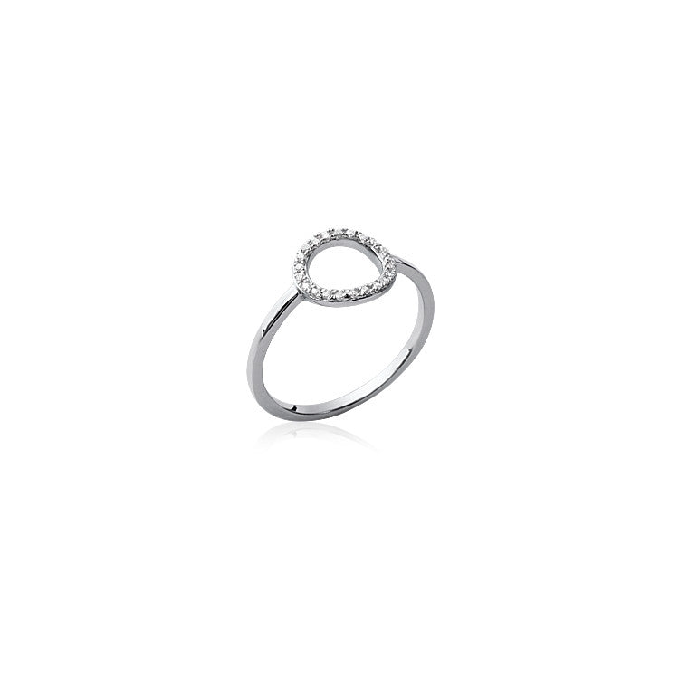 Bague en argent 925/000 rhodié et cercle oxyde de zirconium