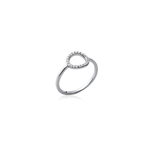 Bague en argent 925/000 rhodié et cercle oxyde de zirconium