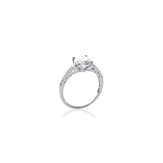 Bague solitaire 7mm en argent 925/000 rhodié et oxyde de zirconium