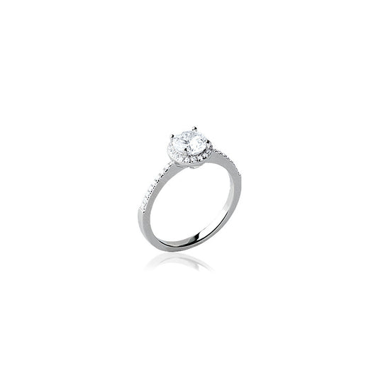 Bague en argent 925/000 rhodié et oxyde de zirconium