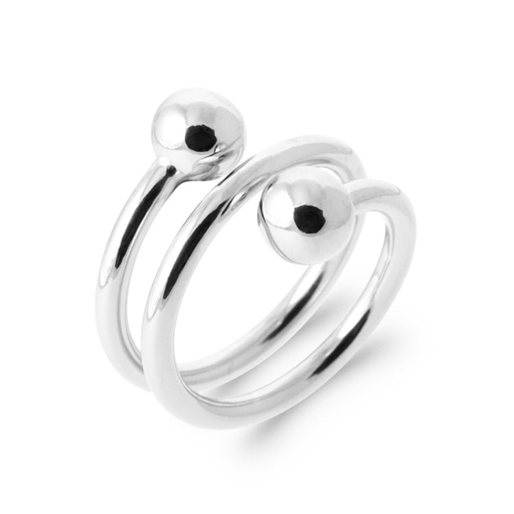 Bague femme contour spirale triple tour Argent