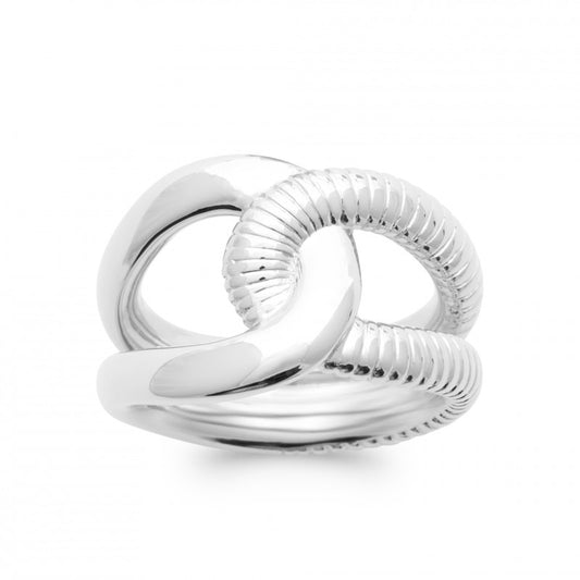 Bague argent rhodié boucle entrelacée