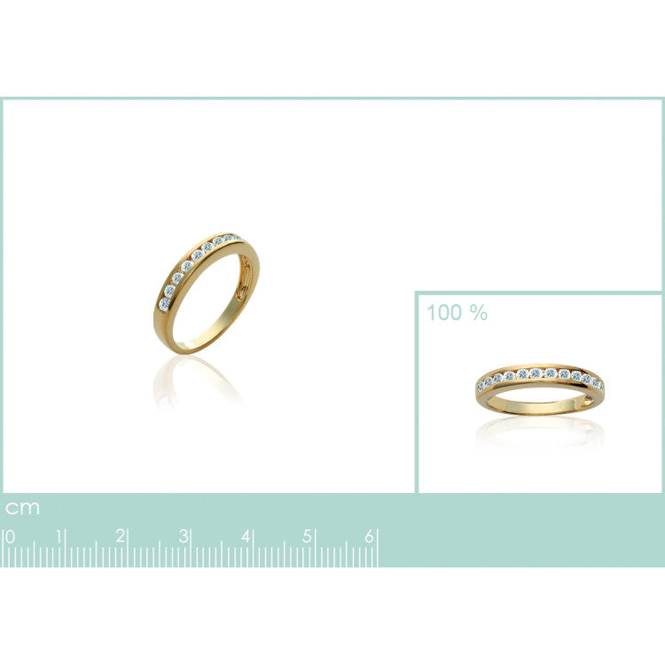 Bague demi-alliance en plaqué or 18 carats et OZ