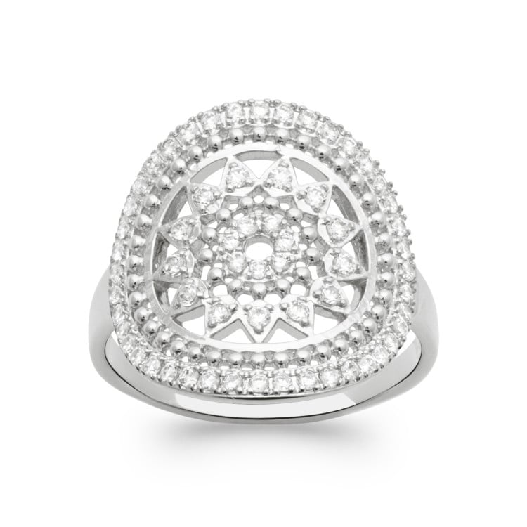 Bague soleil fleur argent 925 rhodié OZ