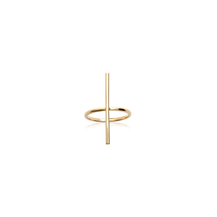 Bague minimaliste barre plaqué or 750/000