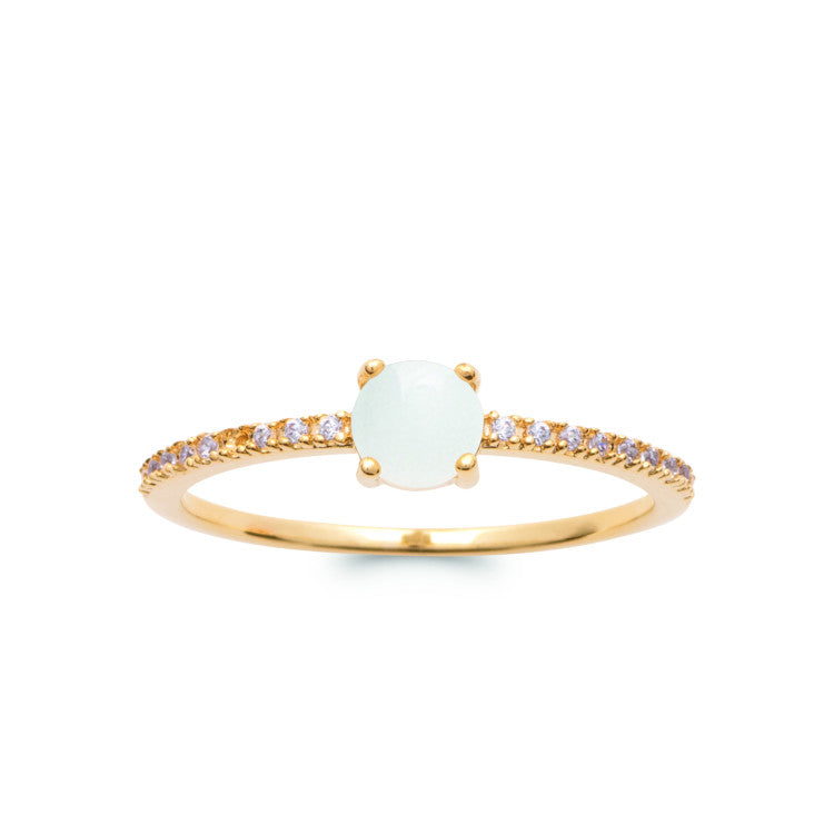 Bague solitaire pierre ronde véritable bords OZ