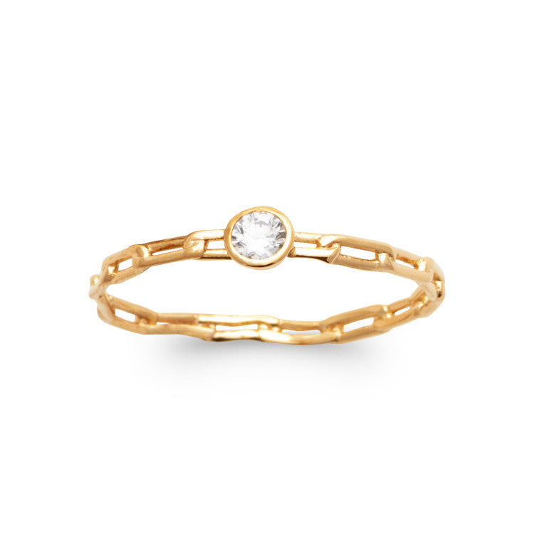 Bague chaine fine plaqué or et oz