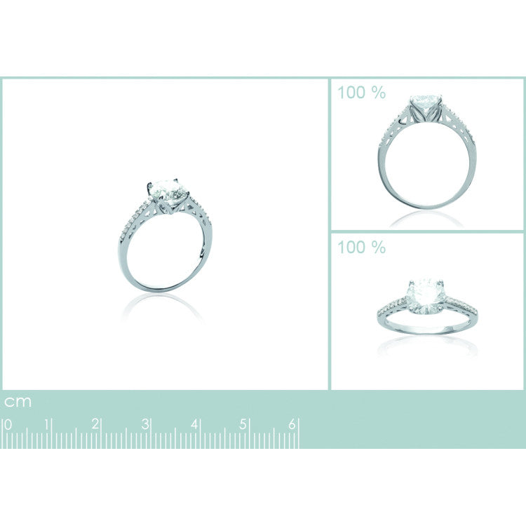 Bague solitaire 7mm en argent 925/000 rhodié et oxyde de zirconium