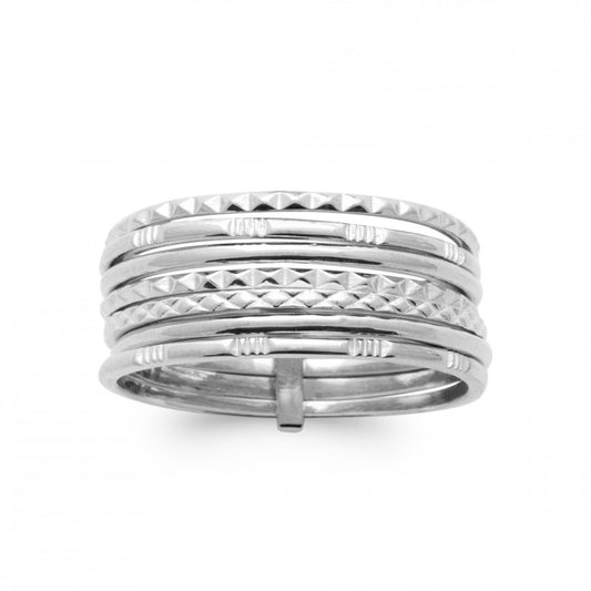 Bague semainier 7 anneaux argent 925 rhodié Esprit Ethnique