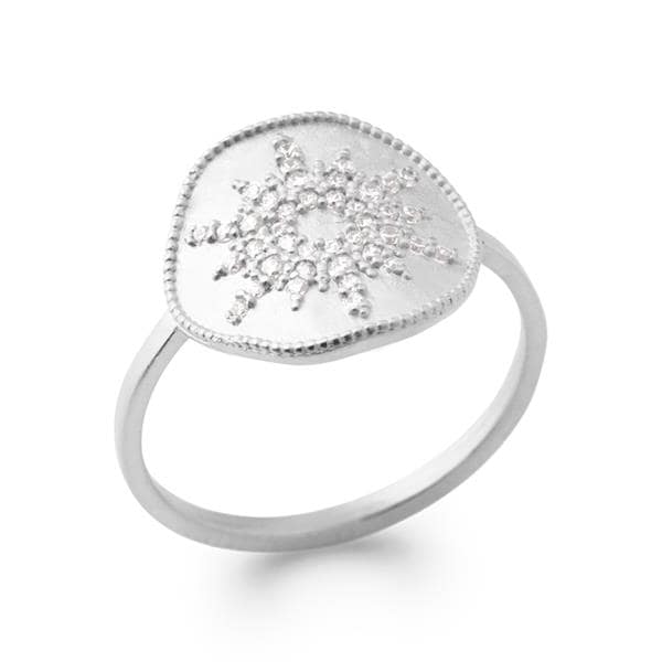 Bague femme plateau soleil argent 925 rhodié OZ
