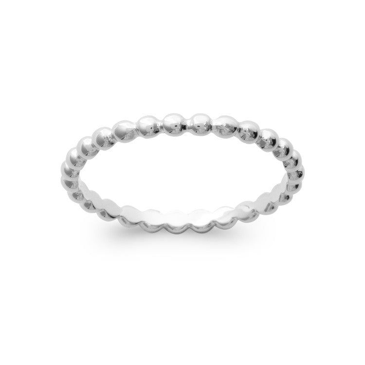 Bague fine boule perle argent rhodié