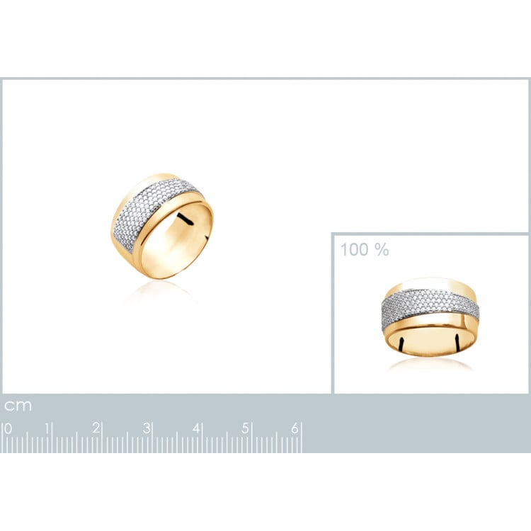 Bague bicolore avec oxydes de zirconium sertis