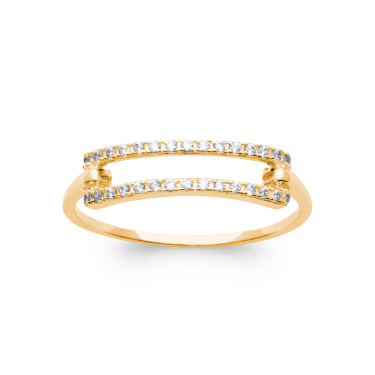 Bague rectangle ajouré contour OZ plaqué or