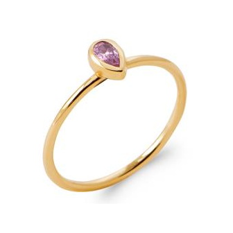 Bague fine pierre synthétique rose clair