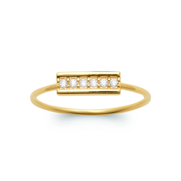 Bague fine plaqué or 750/000 OZ sertis