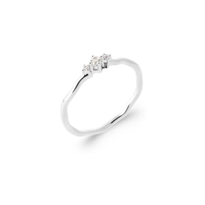 Bague fine avec 3 oxydes de zirconium argent rhodié