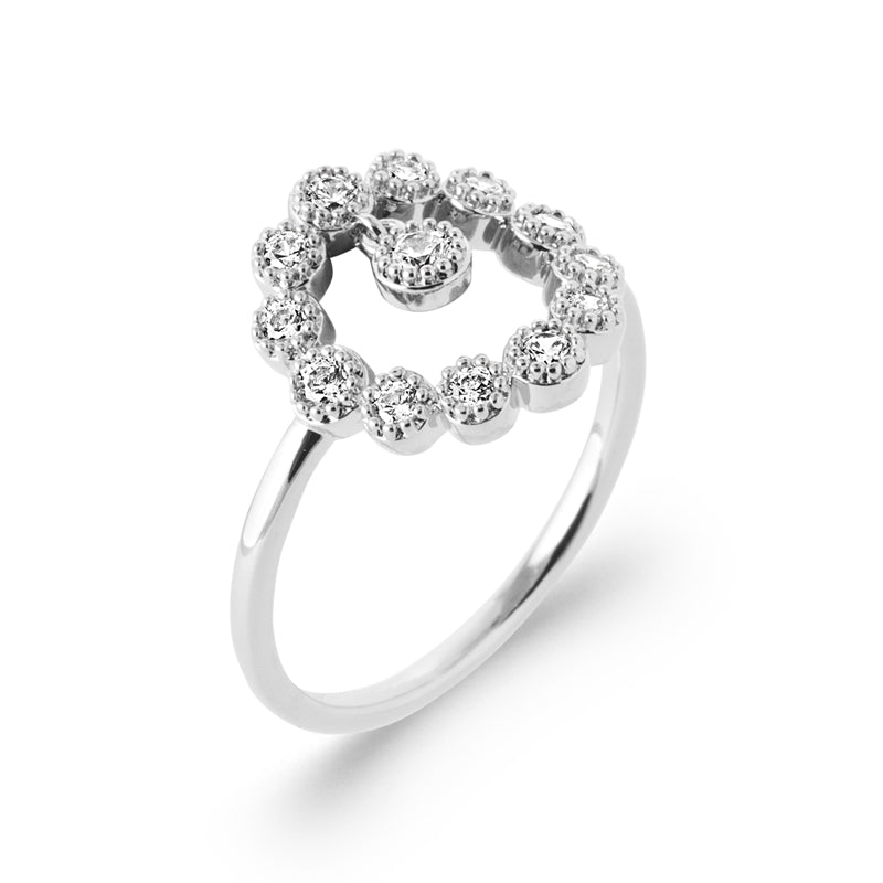 Bague fleur argent 925 rhodié et zirconiums blancs