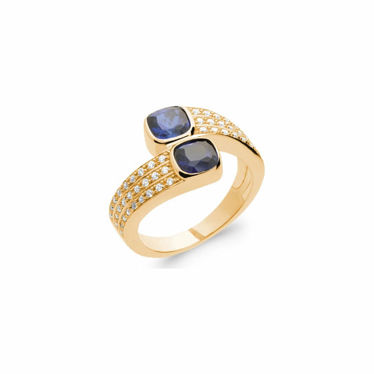 Bague joaillerie pierres synthétiques plaqué or