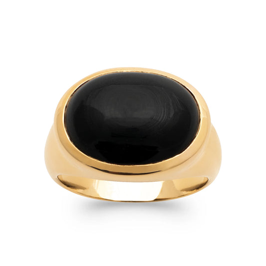 bague large avec agate noire
