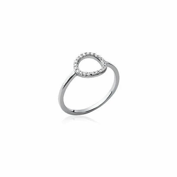 Bague femme minimaliste cercle ajouré zirconium en Argent 925 rhodié